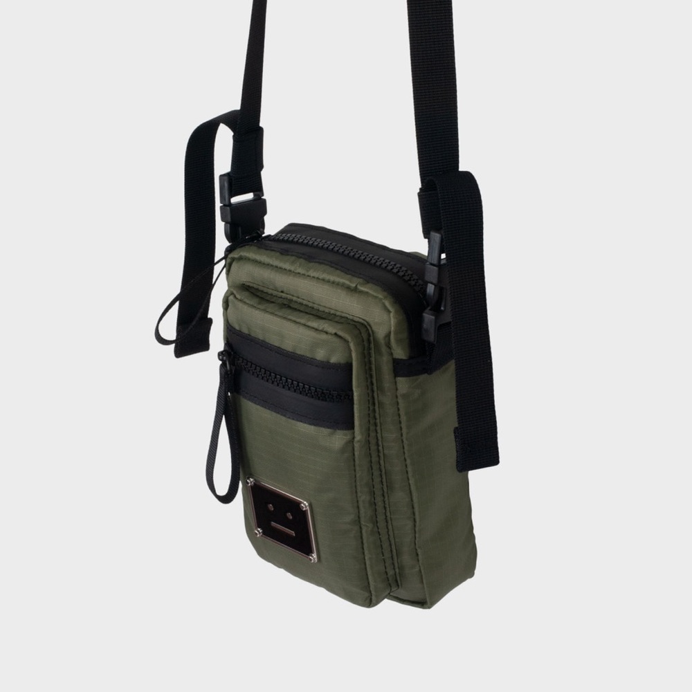 Acne Studios Arvel Plaque Face Crossbody Bag - Khaki Green - Picture 2 of 7